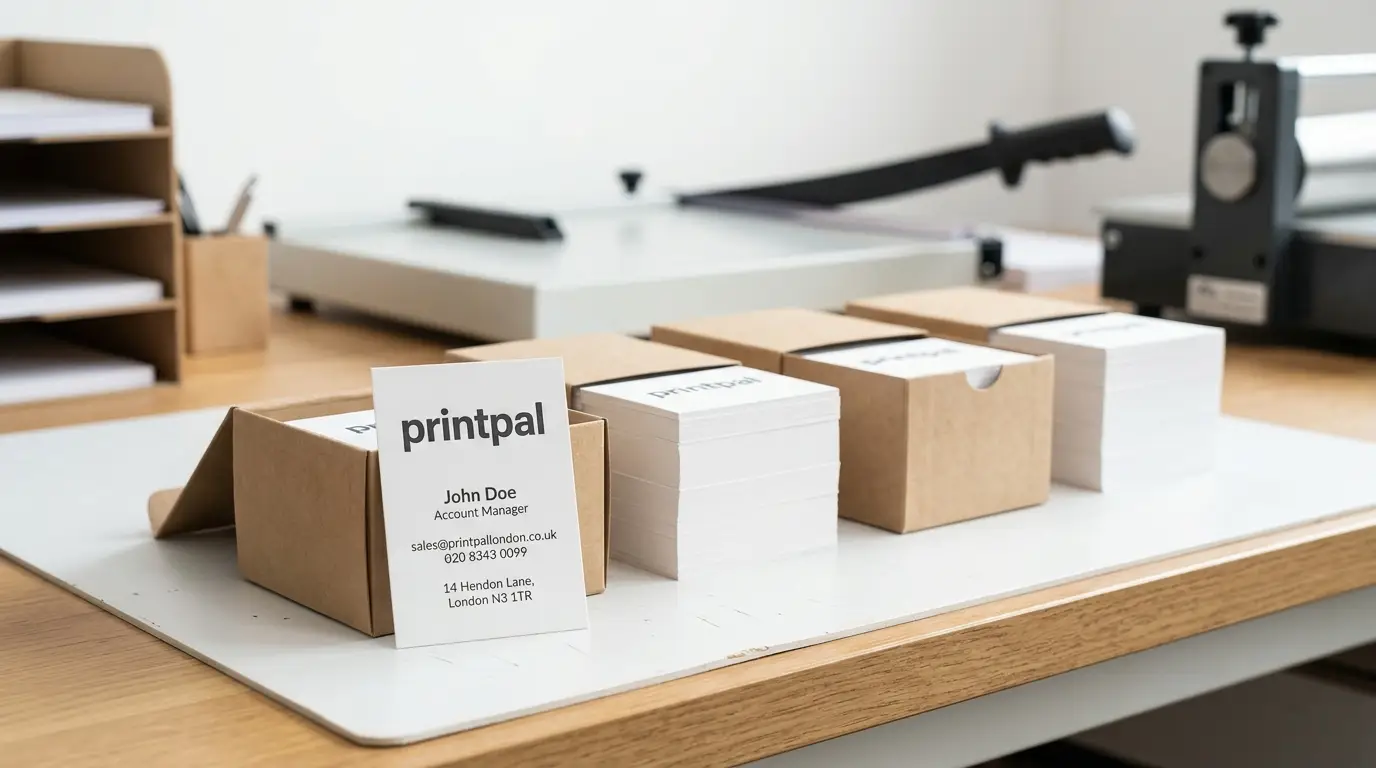 1000 business cards boxed and ready for collection