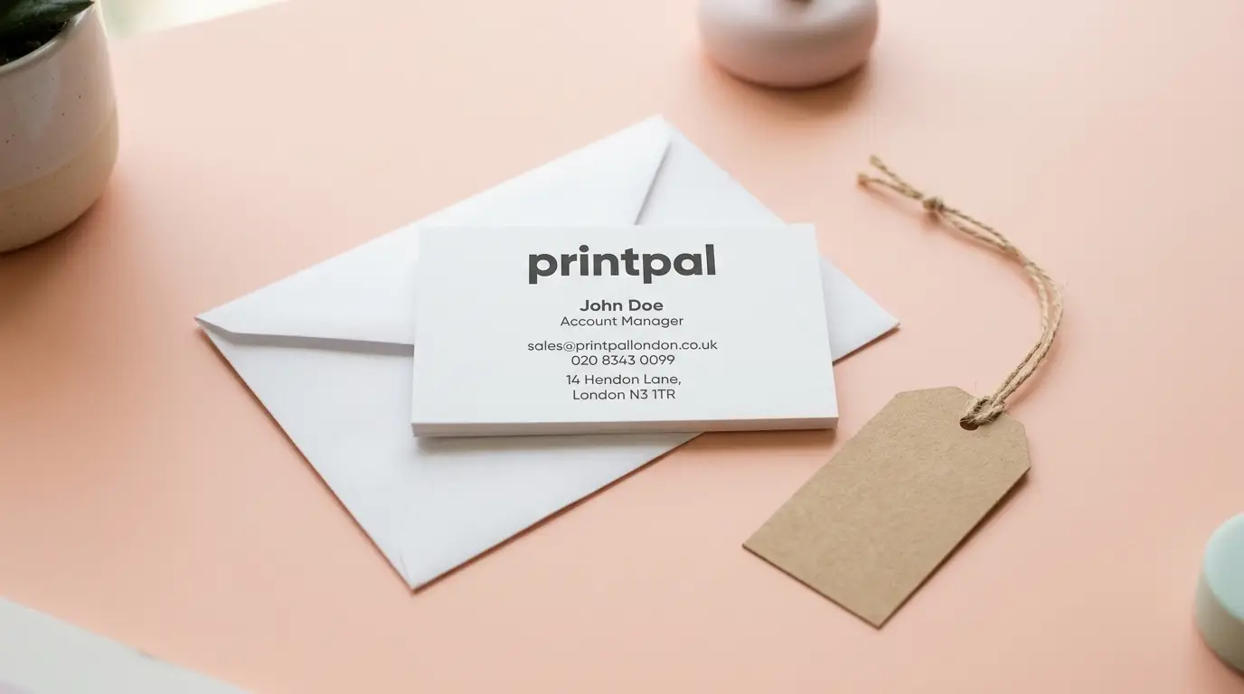 Business card with a gift tag representing free business card offers